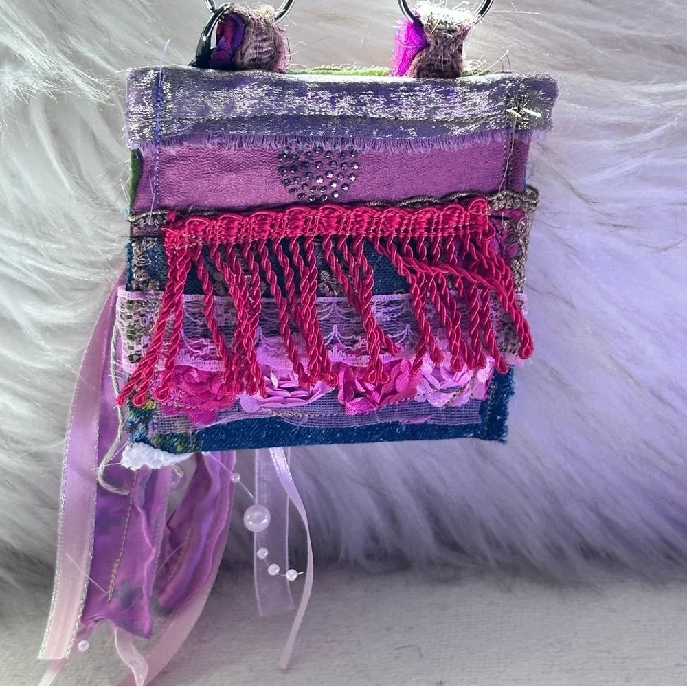 RUBYRUDI Necklace Purse, Hand Crafted, Amulet Wallet Pouch Artisan OOAK Signed